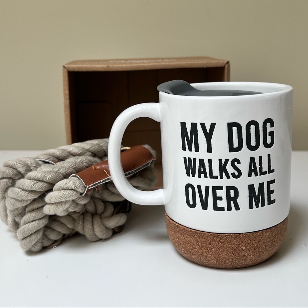 Mud Pie Dog Lover Travel Mug‎ and Leash Set. NWT.
